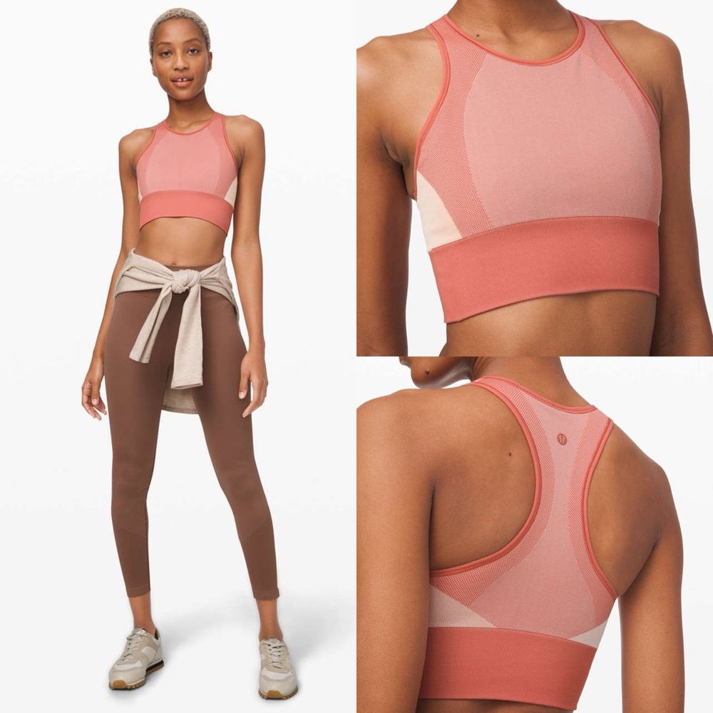 Lululemon Sports Bra 8 Ebb to Train High Neck Long Line C/D Copper Clay Angel